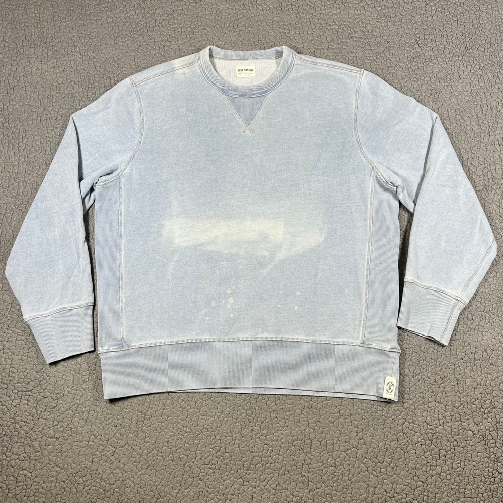 Todd Snyder Mens Blue French Terry Crewneck Sweatshirt Size L Distressed 6427